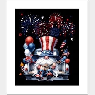 4th Of July Patriotic Gnomes Sunglasses American Fireworks Posters and Art